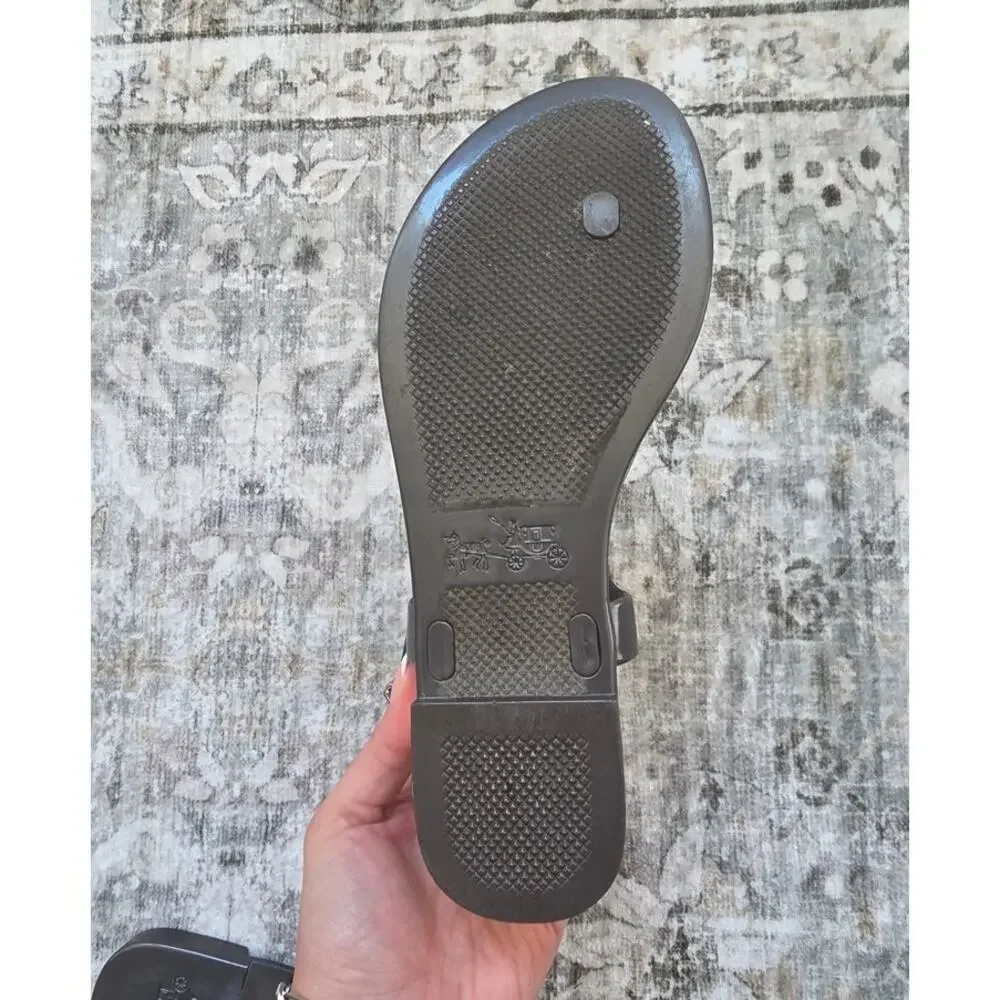 Coach Plato Silver Smoky Gray Jelly Sandal sz 7B Minimalist Casual Summer Basic